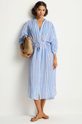 Vacay Boho Long Shirt Dress Chambray