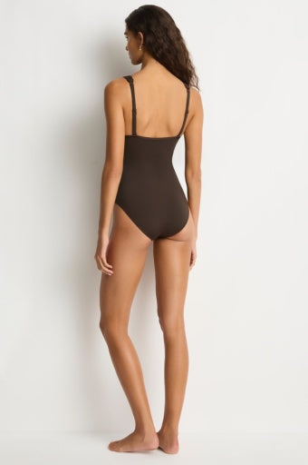 Essentials Edit Spliced One Piece  Espresso