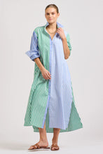 Load image into Gallery viewer, The Luna Oversized Long Shirtdress - Blue/Green Stripe