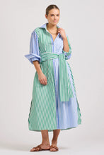 Load image into Gallery viewer, The Luna Oversized Long Shirtdress - Blue/Green Stripe