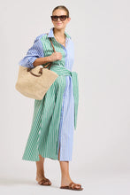 Load image into Gallery viewer, The Luna Oversized Long Shirtdress - Blue/Green Stripe