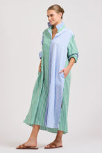 Load image into Gallery viewer, The Luna Oversized Long Shirtdress - Blue/Green Stripe