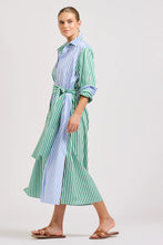 Load image into Gallery viewer, The Luna Oversized Long Shirtdress - Blue/Green Stripe