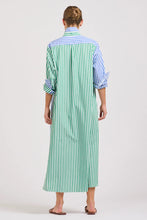 Load image into Gallery viewer, The Luna Oversized Long Shirtdress - Blue/Green Stripe