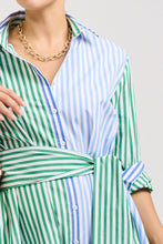 Load image into Gallery viewer, The Luna Oversized Long Shirtdress - Blue/Green Stripe