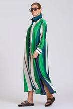 Load image into Gallery viewer, The Luxe Luna Longline Shirt Dress - Navy and Green Bold Stripes