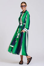 Load image into Gallery viewer, The Luxe Luna Longline Shirt Dress - Navy and Green Bold Stripes