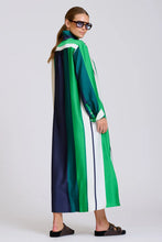Load image into Gallery viewer, The Luxe Luna Longline Shirt Dress - Navy and Green Bold Stripes
