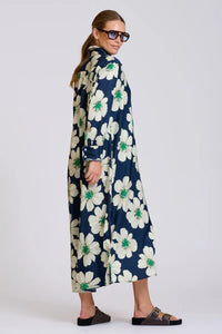 The Luxe Luna Longline Shirt Dress - Navy and Green Floral