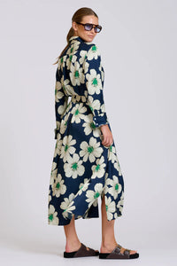 The Luxe Luna Longline Shirt Dress - Navy and Green Floral