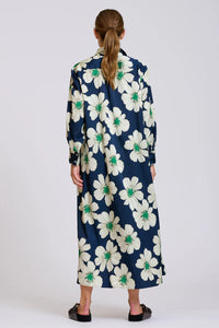 The Luxe Luna Longline Shirt Dress - Navy and Green Floral