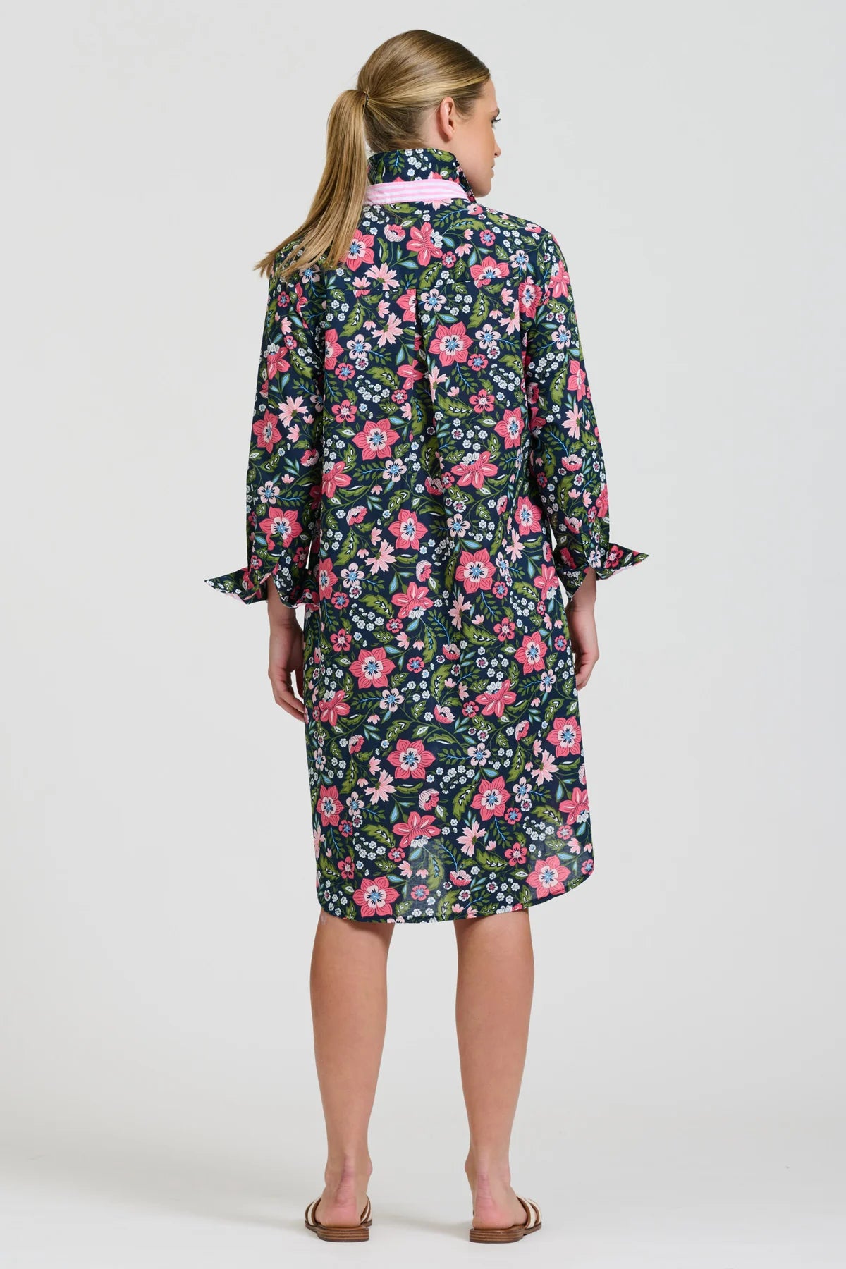 The Popover Shirtdress - Passion Flower French Navy