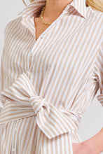 Load image into Gallery viewer, The Luna Long Shirt Dress - Stone/White Stripe