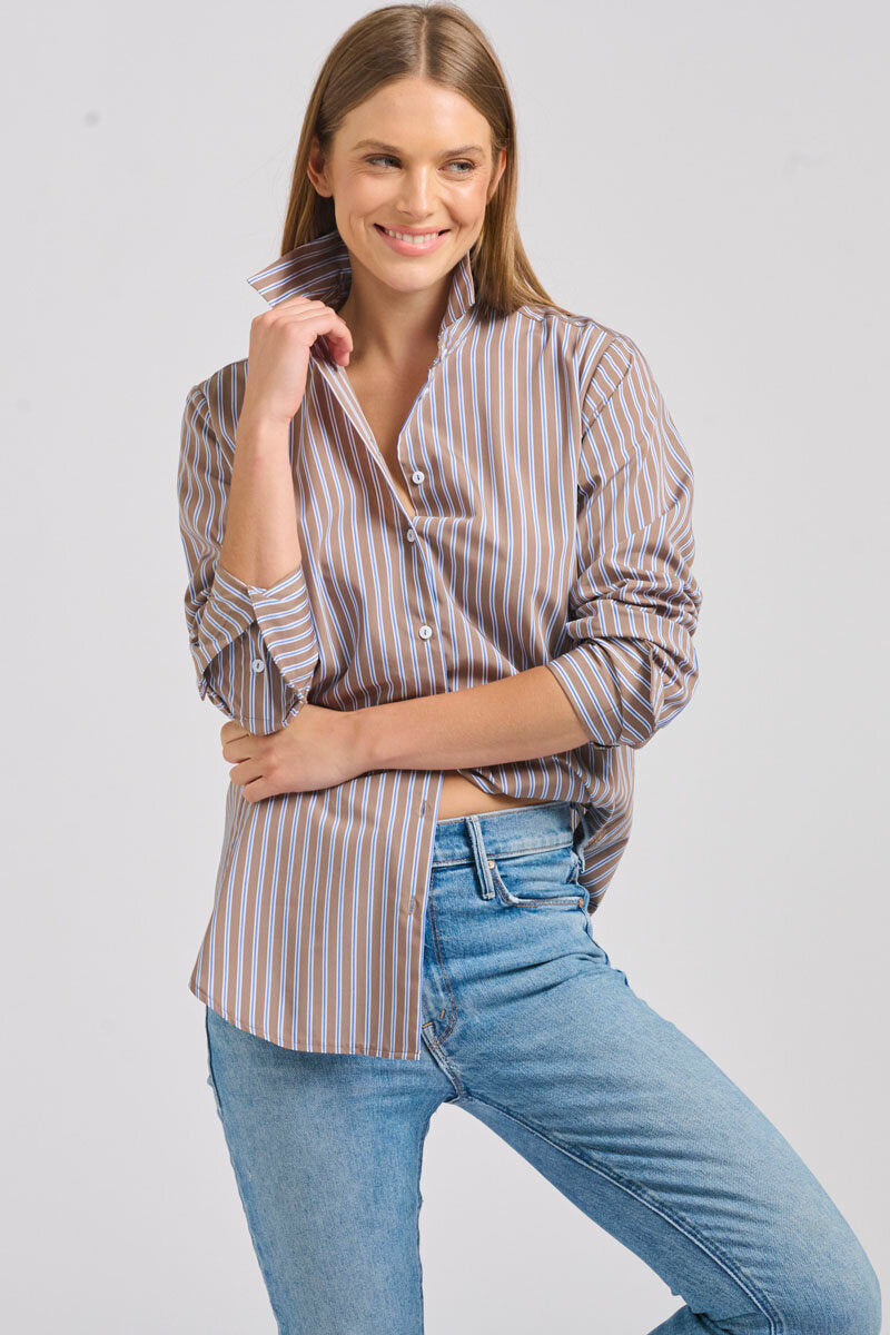 The Classic French Cuff Shirt - Porcini Stripe