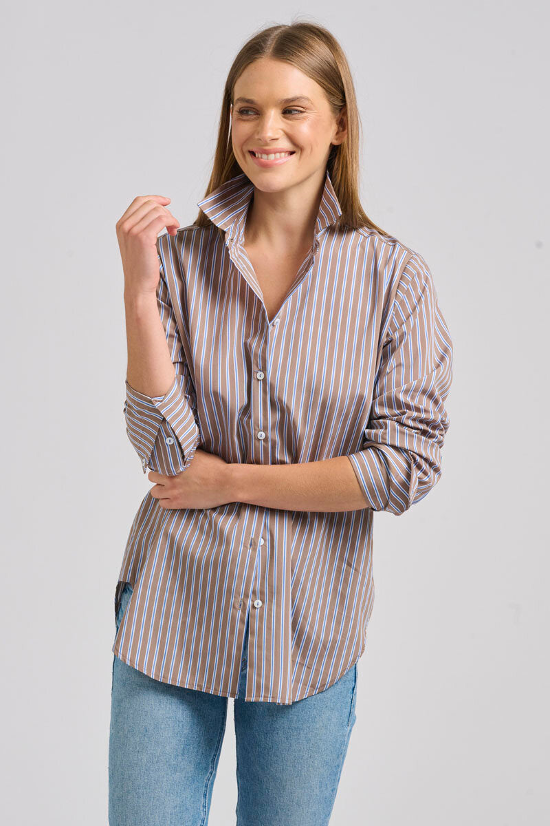 The Classic French Cuff Shirt - Porcini Stripe