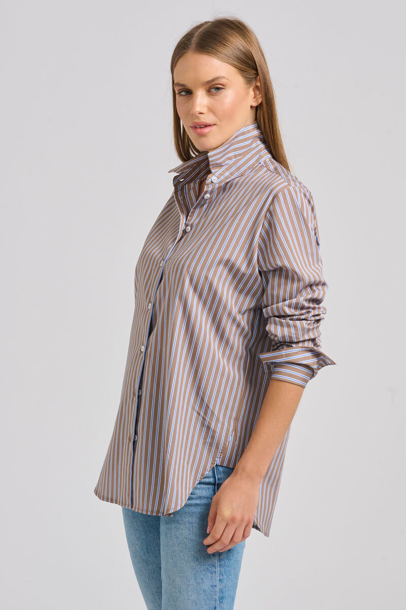 The Classic French Cuff Shirt - Porcini Stripe