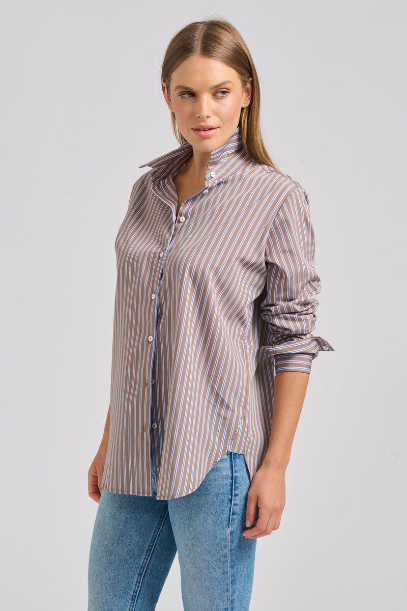The Classic French Cuff Shirt - Porcini Stripe