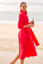Load image into Gallery viewer, The Luna Long Shirt Dress - Chilli Red