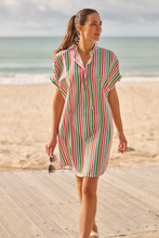 Load image into Gallery viewer, The Isla Short Sleeve Dress - Holiday Stripe