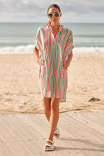 Load image into Gallery viewer, The Isla Short Sleeve Dress - Holiday Stripe