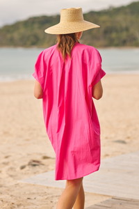The Isla Short Sleeve Dress - Hot Pink