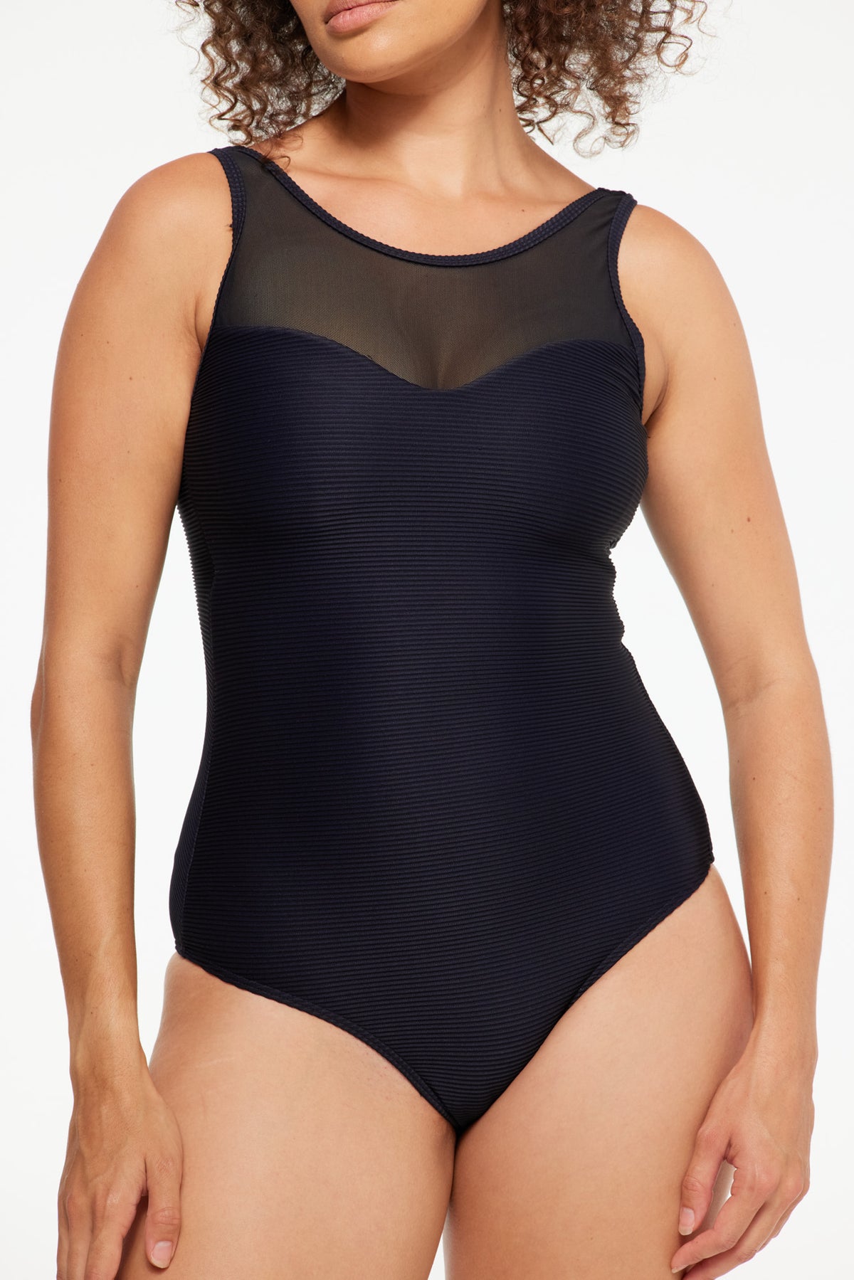 TEXTURED BLACK Mesh High Neck