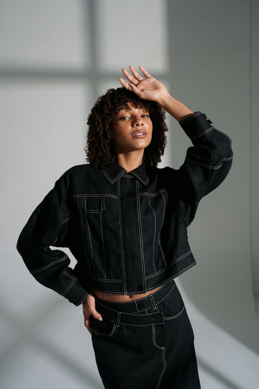 Wes Linen Jacket Black