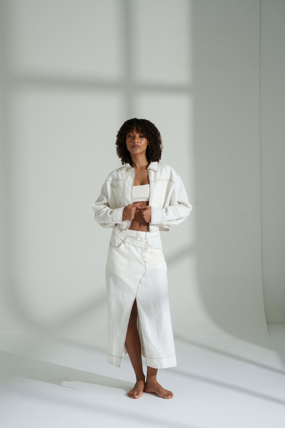 Wes Linen Jacket Ivory