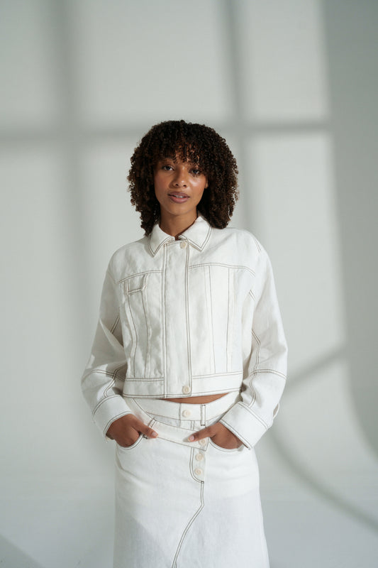 Wes Linen Jacket Ivory
