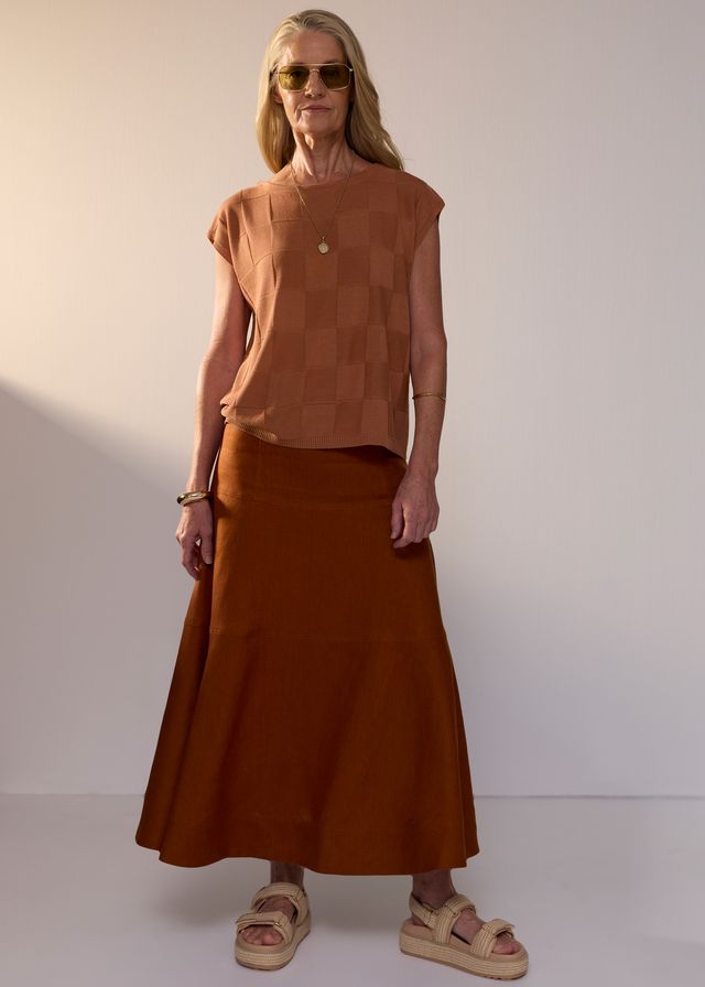 Naia Check Tee Butterscotch