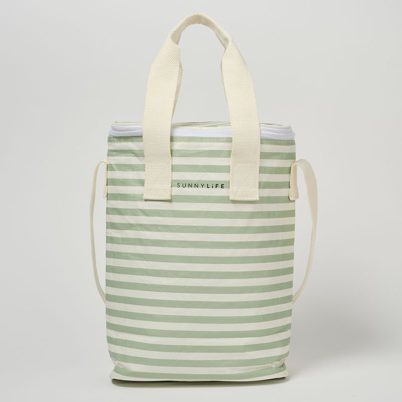 Light Cooler Drinks Bag Sea Sage Stripe