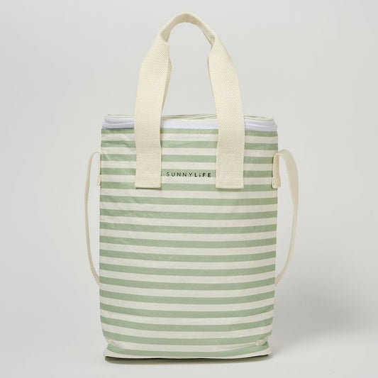 Light Cooler Drinks Bag Sea Sage Stripe