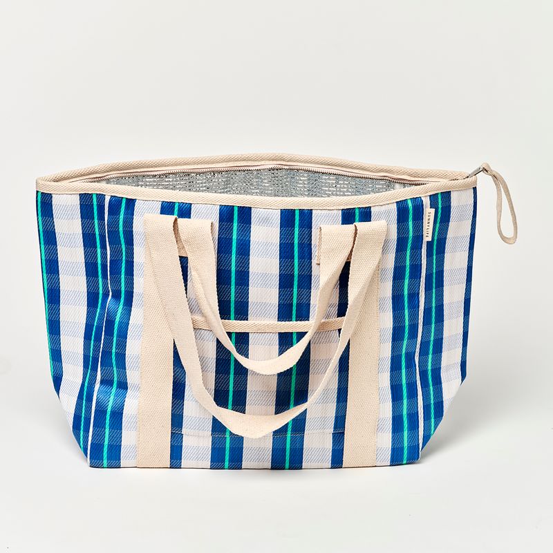 Recycled Nylon Cooler Tote Bag La Mer Blue Neon