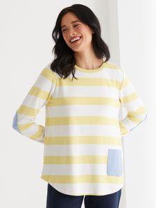 Long Sleeve Stripe Tee Butter
