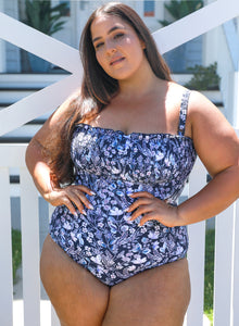 Shirred One Piece - Navy Floral