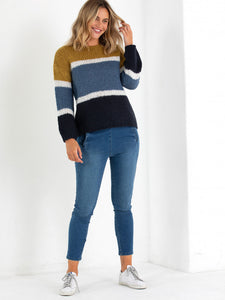 Marco Polo knitwear, Marco polo Clothing, Marco polo block stripe sweater in river stripe, Yamba boutique, Marco polo Yamba, One Country Mouse Yamba