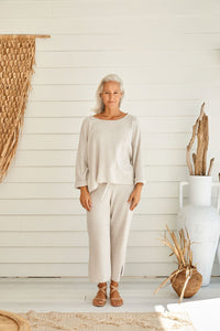 Retreat Cotton Twist Pullover - Silver x White