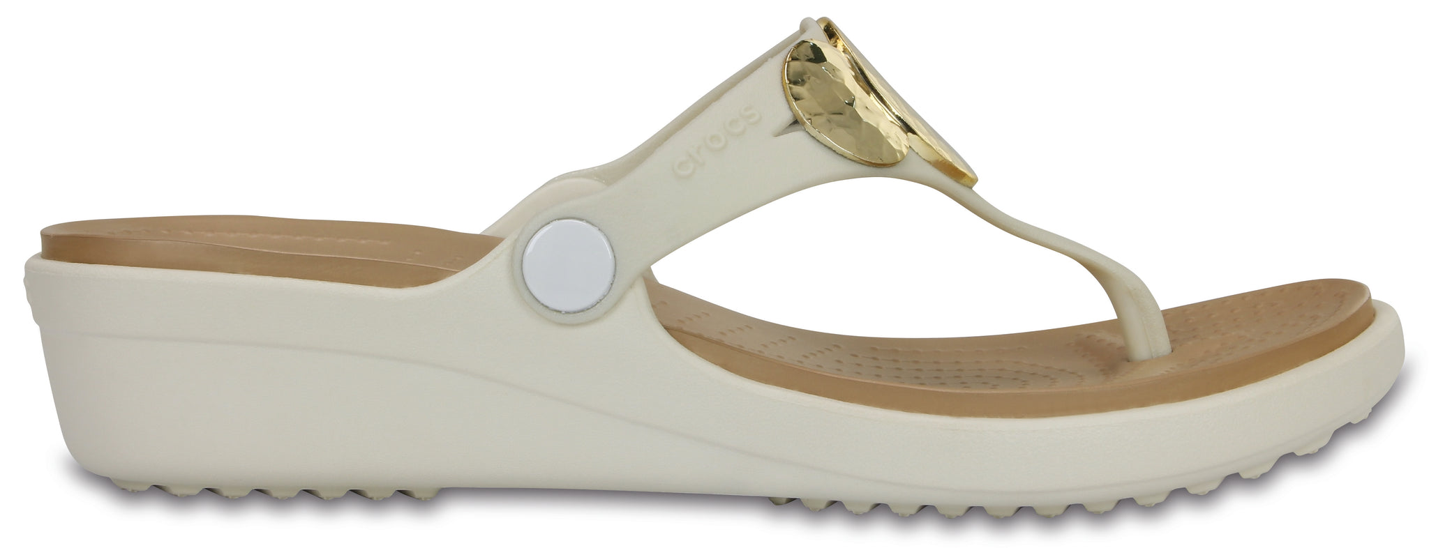 Sanrah Embellished Wedge Flip Oyster Gold One Country Mouse