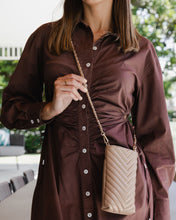 Load image into Gallery viewer, Vera Coffee Quilted Phone Crossbody Bag