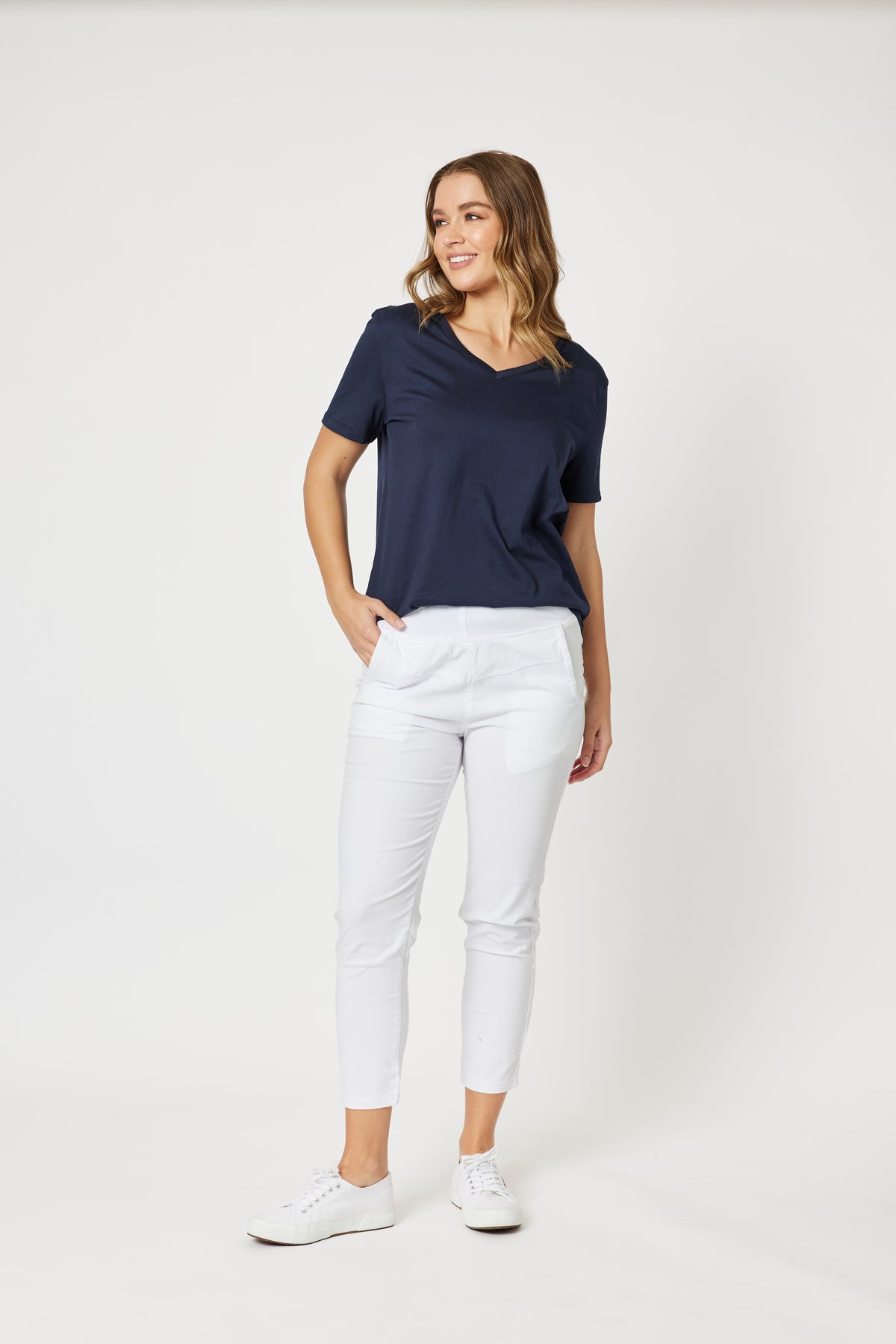 V Neck Tee Navy