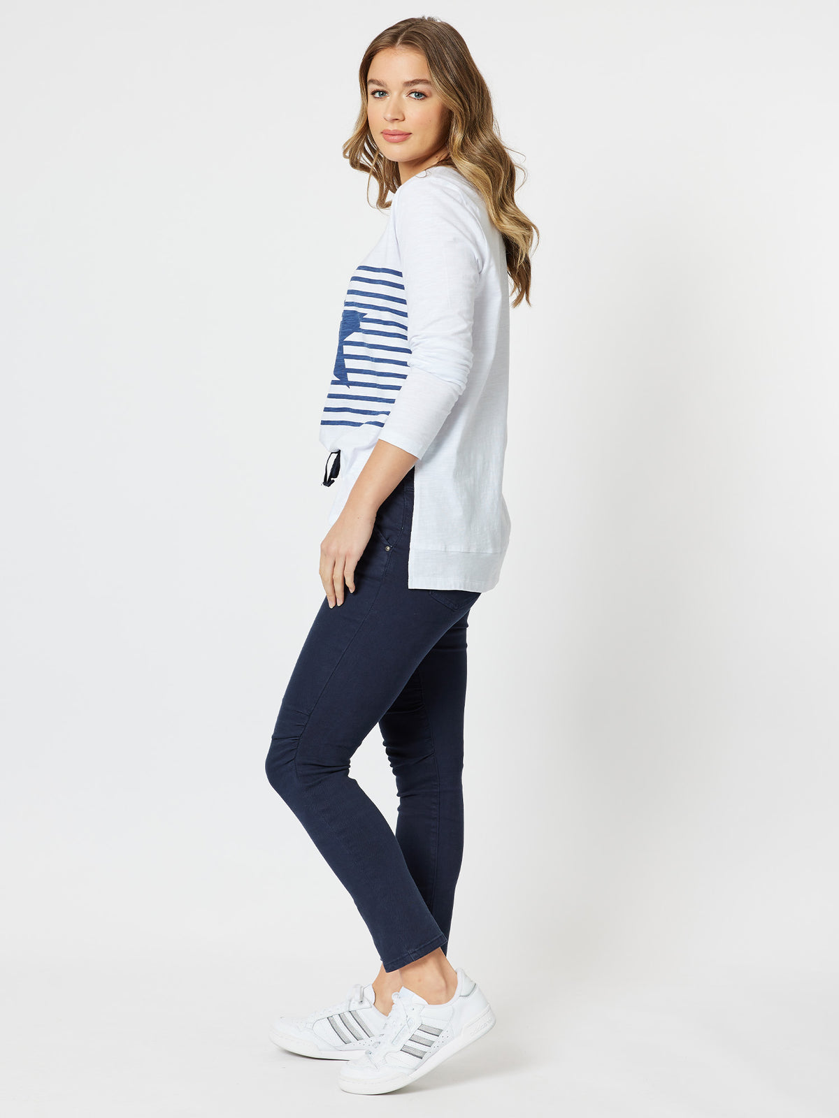 Tie front gathered jogger jean by Threadz.