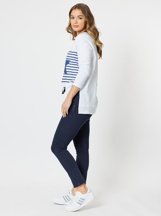 Tie front gathered jogger jean by Threadz.