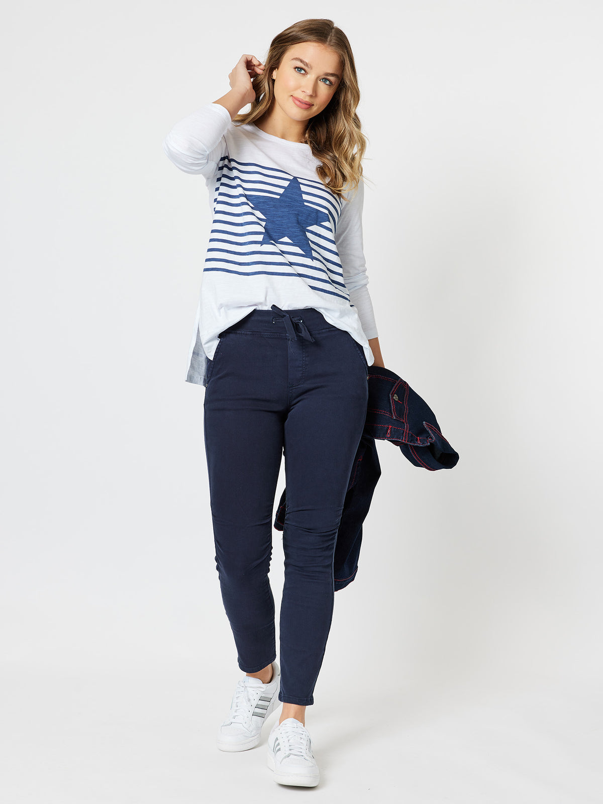 Tie front gathered jogger jean by Threadz.