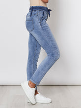 Load image into Gallery viewer, Tie Front Gathered Jean Denim