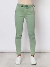 Load image into Gallery viewer, Tie Front Gathered Jean - Sage