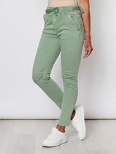 Load image into Gallery viewer, Tie Front Gathered Jean - Sage