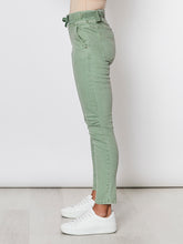 Load image into Gallery viewer, Tie Front Gathered Jean - Sage