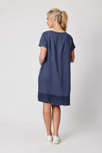 Load image into Gallery viewer, Ruffle Hem Linen Dress - Marine