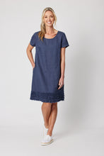 Load image into Gallery viewer, Ruffle Hem Linen Dress - Marine
