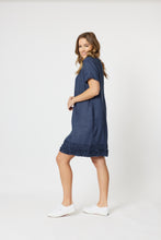 Load image into Gallery viewer, Ruffle Hem Linen Dress - Marine